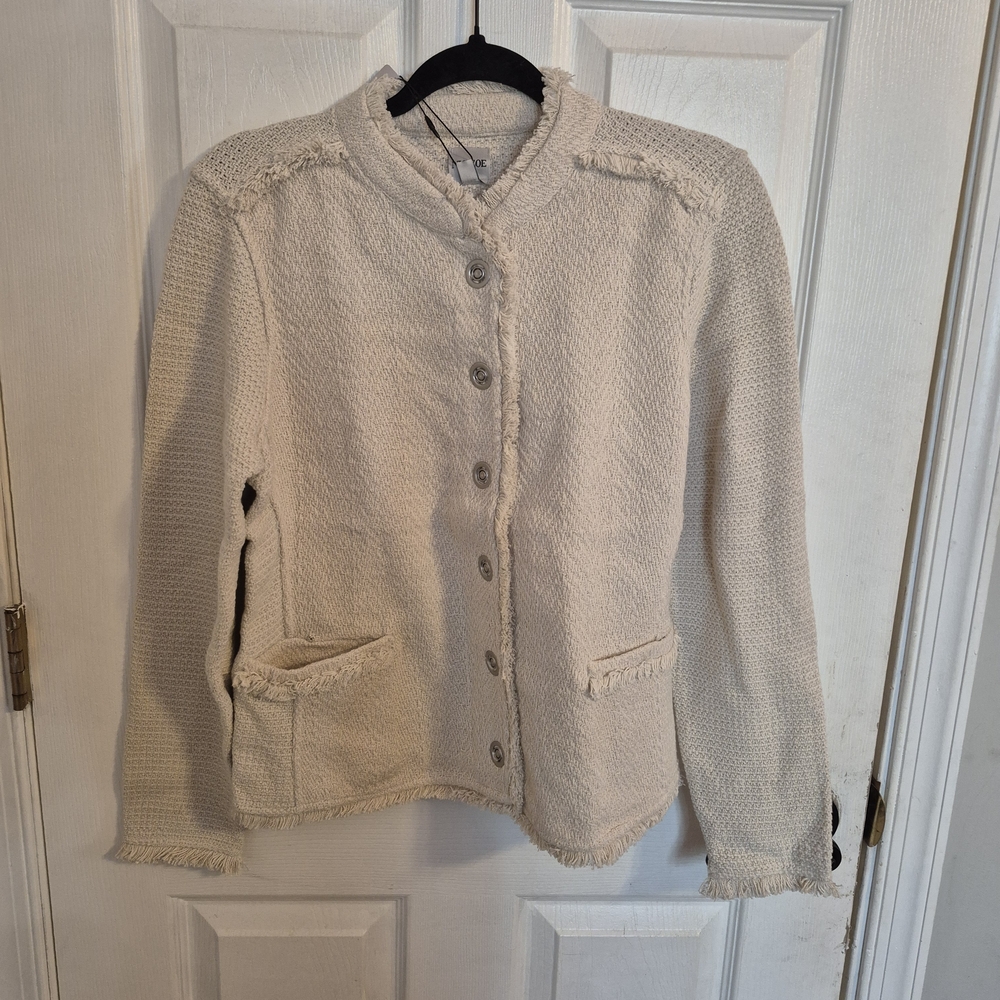 NIC+ZOE Fringe Mixed Knit Military Jacket